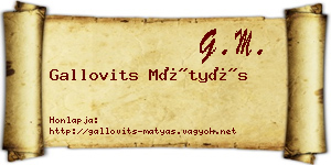 Gallovits Mátyás névjegykártya